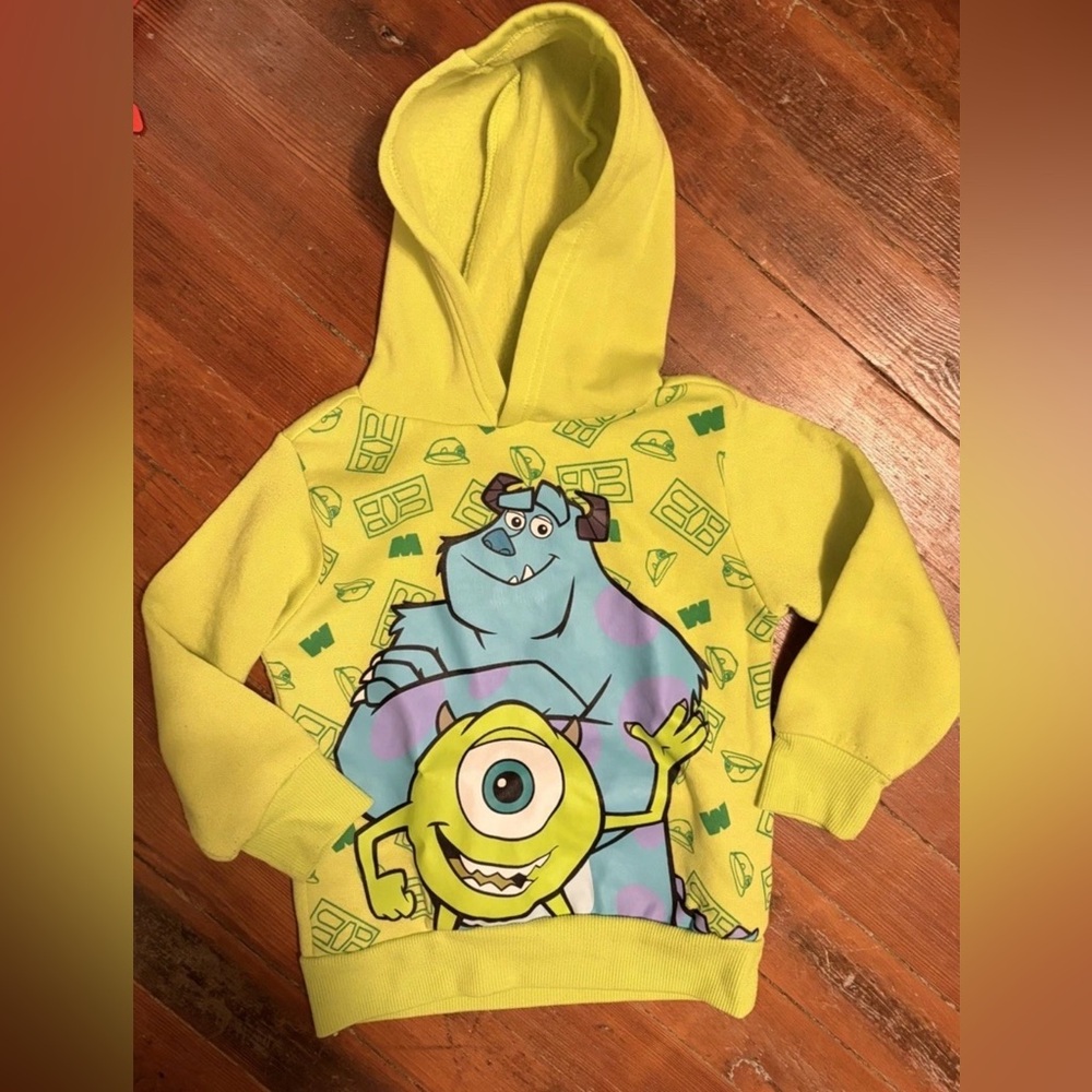 Monster Inc Mike Disney Pixar Pullover Hoodie Sweatshirt Green Kids Size 3T
